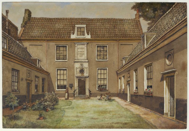 Architecture of Het Vrouwe- en Antoniegasthuis, oil on canvas by Hendrik Jan Wesseling
