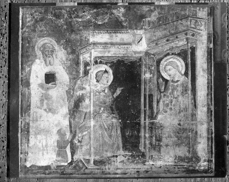 Fresco representando a Anunciação com São Bento e um doador por um artista não identificado