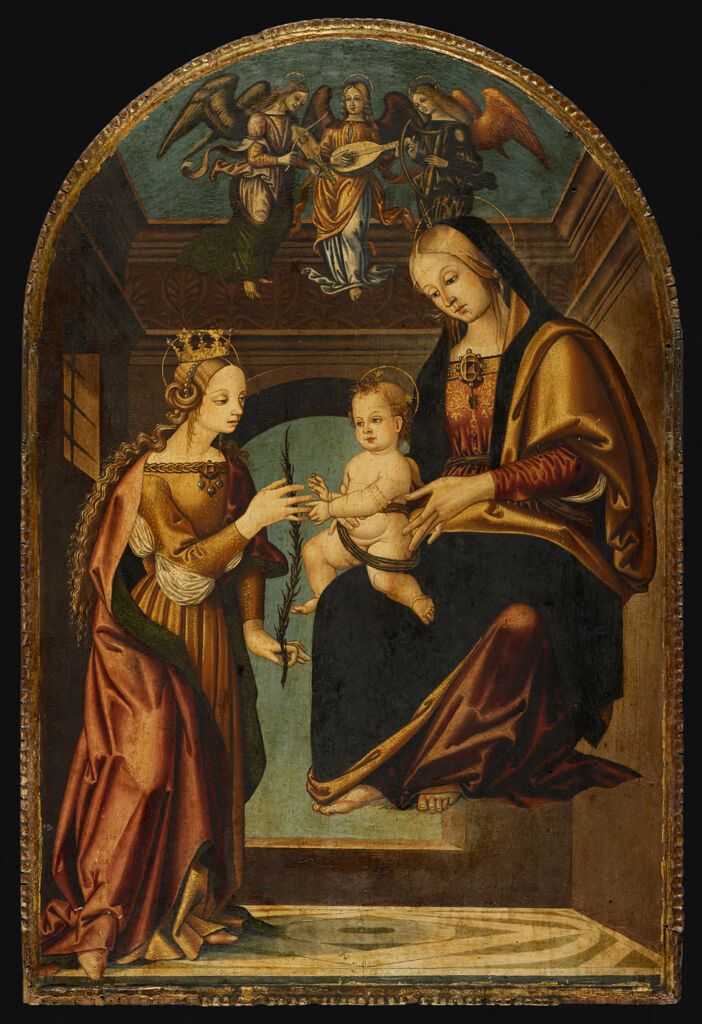 El Matrimonio Místico de Santa Catalina de Alejandría, óleo sobre panel de Bernardino di Mariotto