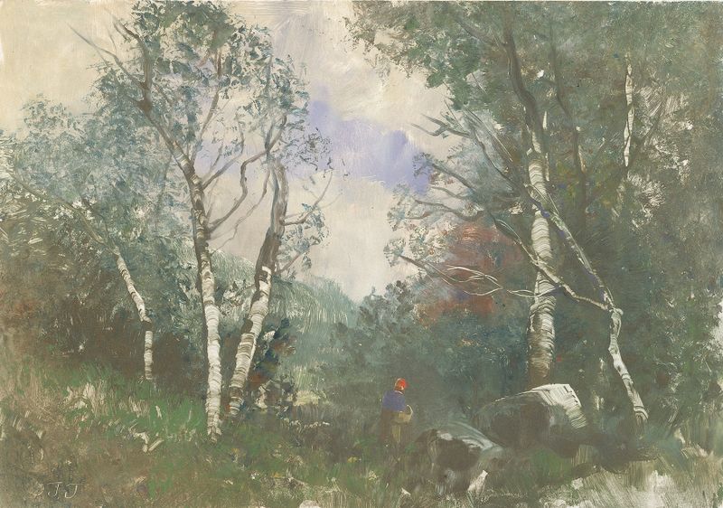 Obra de simbolismo religioso de Joseph Jefferson, 1885, con suaves tonos y pinceladas delicadas.
