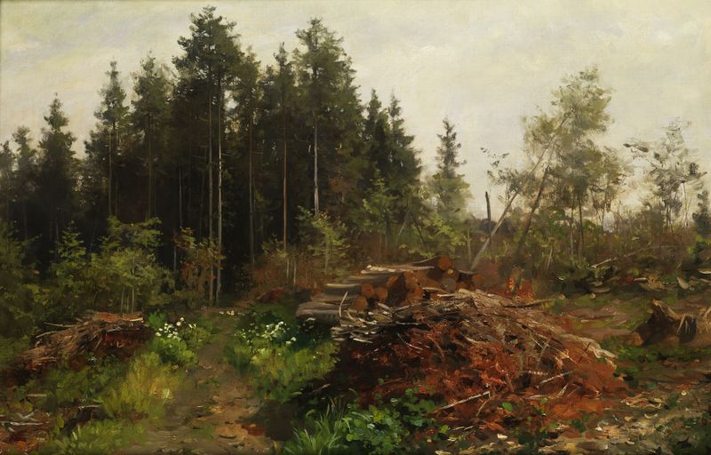 Waldlandschaft de Fritz Freund, impresionismo, paisaje con verdes y azules profundos