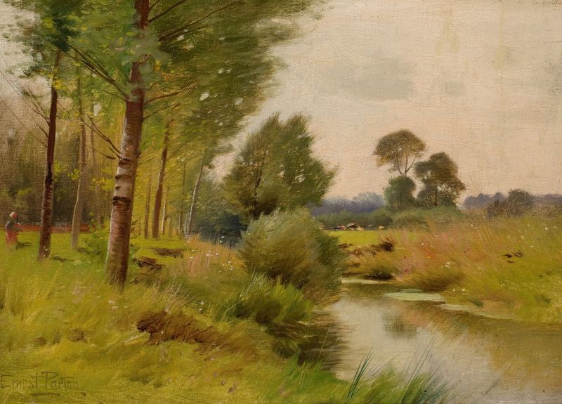 Paisagem do rio Housatonic em impressionismo de Ernest Parton