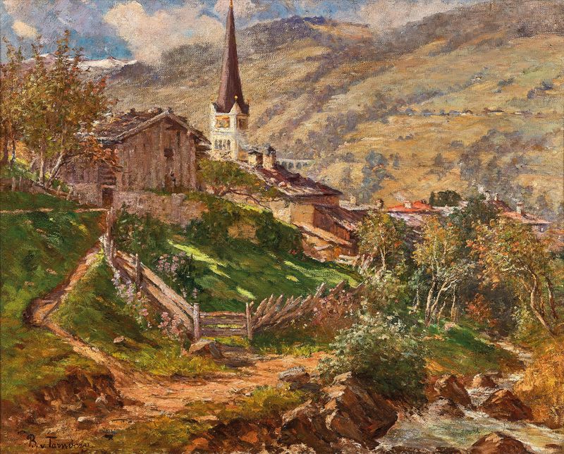 Landscape of Bad Hofgastein by Bertha von Tarnoczy, oil on canvas
