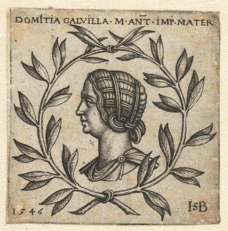 Grabado del busto de Domitia Calvilla por Hans Sebald Beham