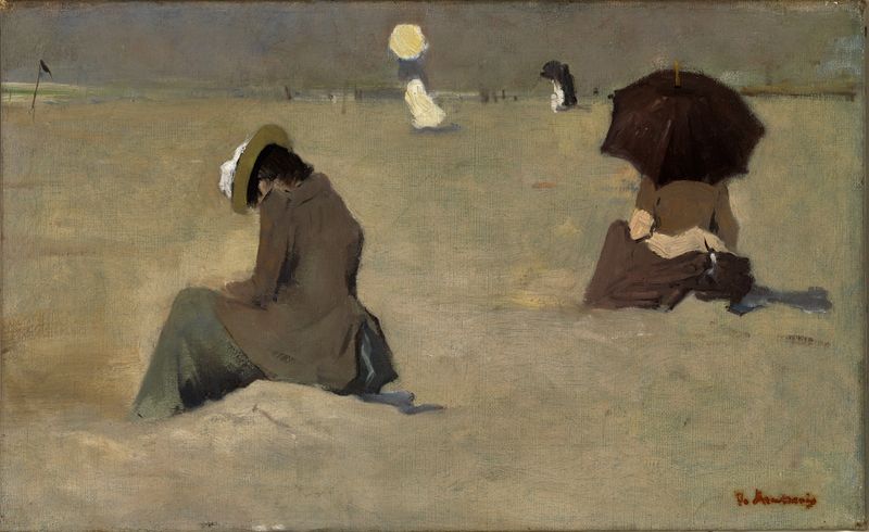 Escena marina con olas y costa de Floris Arntzenius, óleo sobre lienzo