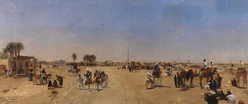 Cairo Seen from the Kasr-el-Nil Bridge, óleo sobre lienzo de Emile Charles Wauters