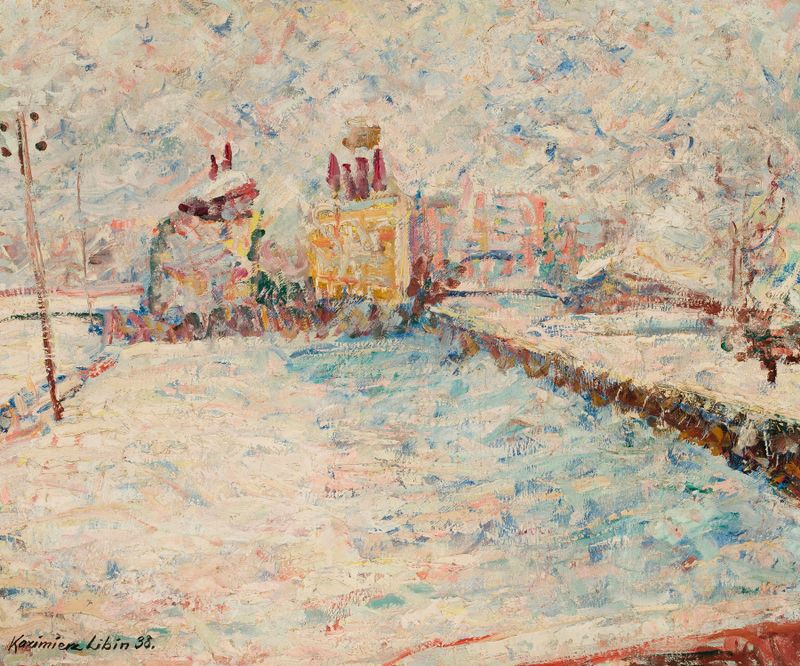 Landscape study – City landscape by Kazimierz Libin, Impressionism