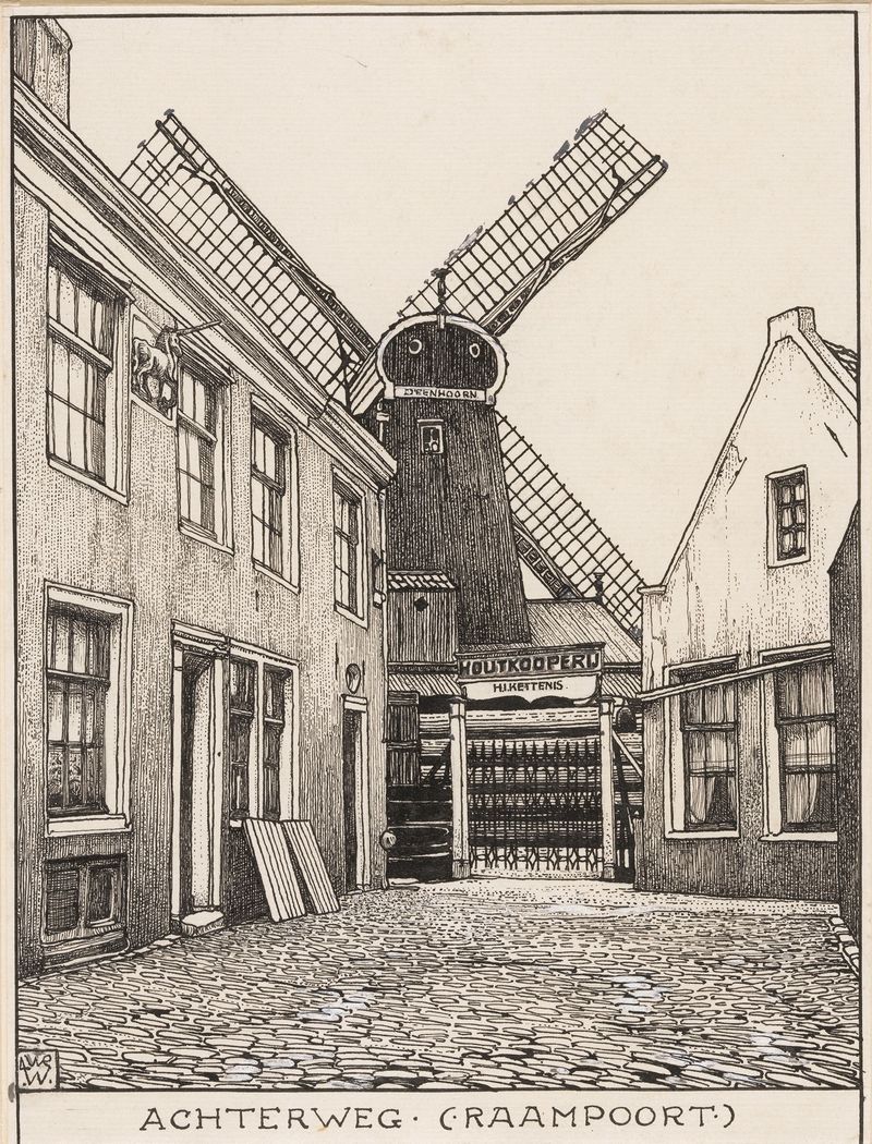 Pintura a óleo de Willem Wenckebach mostrando um caminho tranquilo entre árvores em Amsterdã
