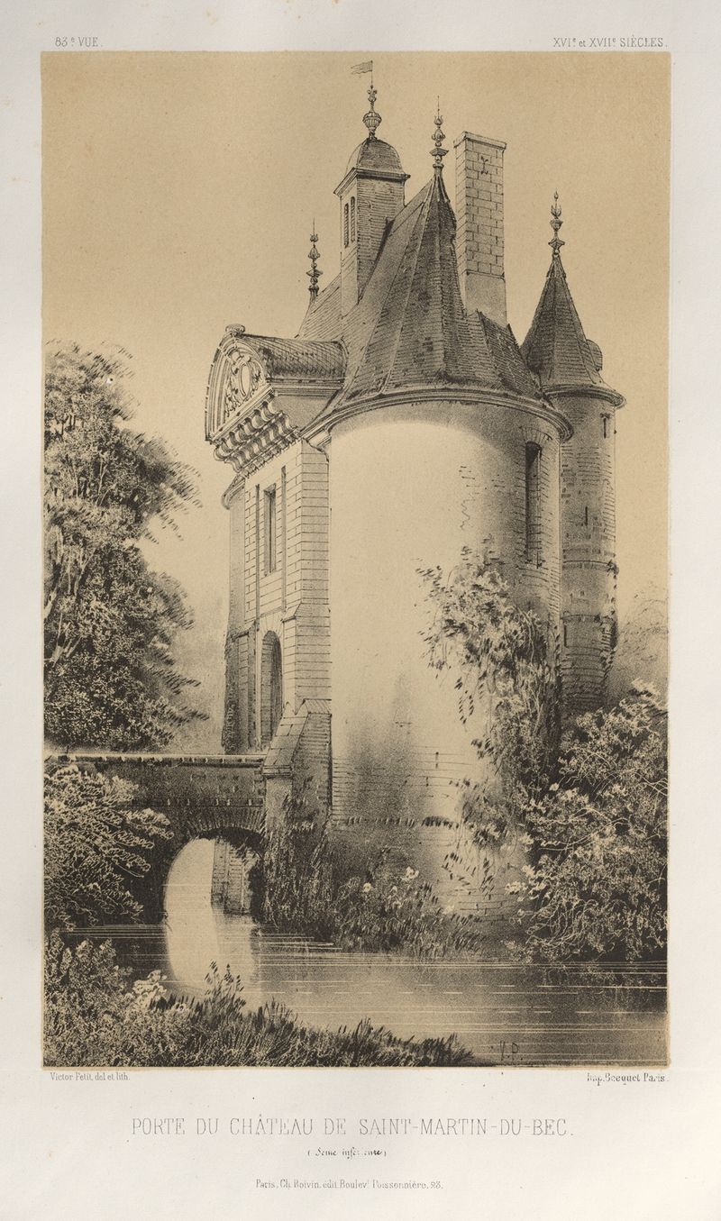 Porte du Château de Saint-Martin-Du-Bec, óleo sobre lienzo de Victor Petit
