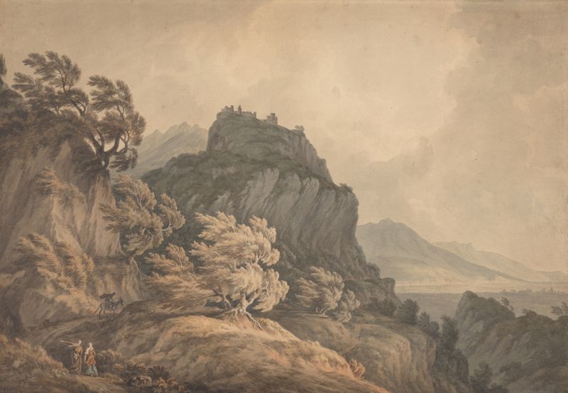Landscape of The Val d’Aosta, Piedmont by John Warwick Smith, watercolor on paper