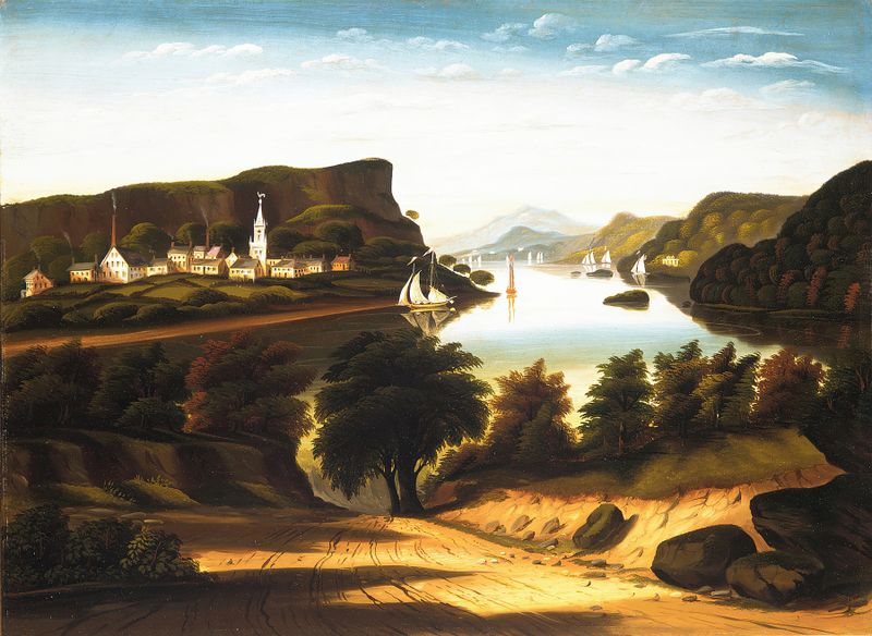 Lake George y el pueblo de Caldwell, óleo sobre lienzo de Thomas Chambers