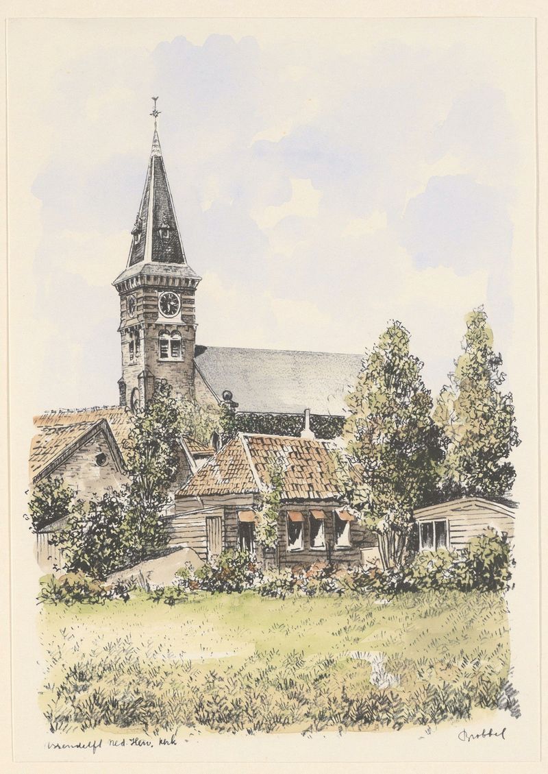 Interior de Assendelft Ned. Herv. Kerk, óleo sobre lienzo de Bob Brobbel