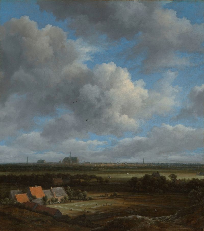 Landscape with bleaching fields and clouds, oil on canvas by Jacob van Ruisdael