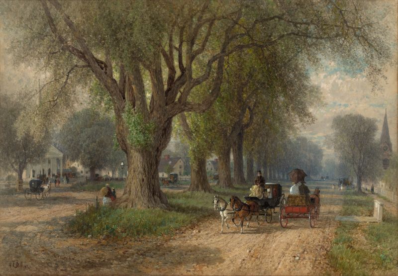 Landscape depicting a river and nature by Albert Fitch Bellows, c. 1876