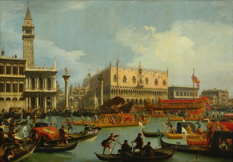 The Bucintore Returning to the Molo on Ascension Day, oil painting by Canaletto