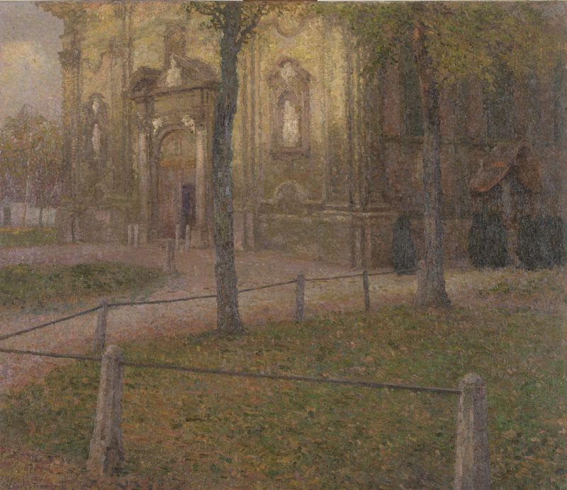 The Church of the Onze-Lieve-Vrouw Ter Hoye Beguinage in Ghent, oil on canvas by Carolus Tremerie
