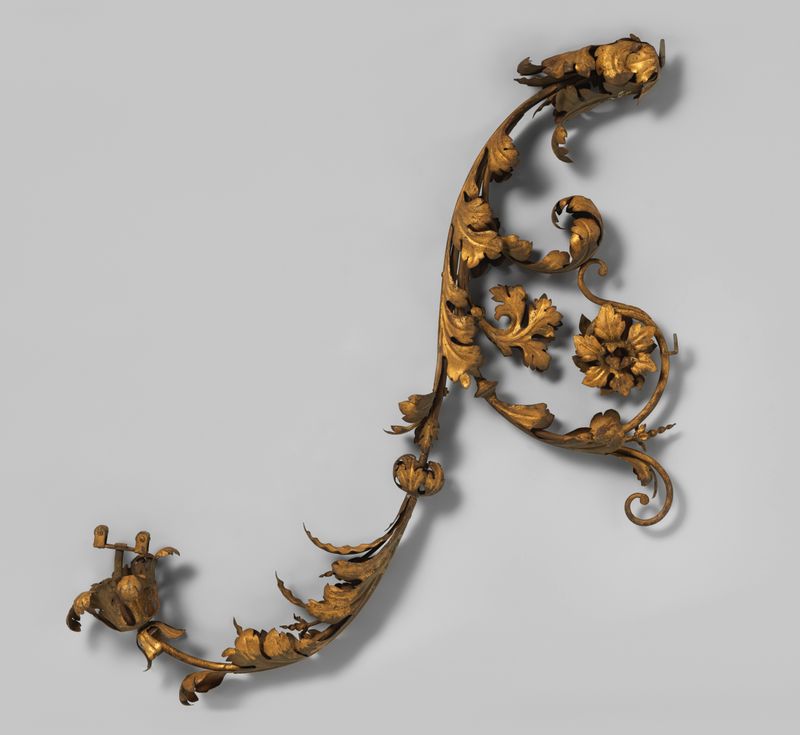 Braço de ferro dourado de um artista desconhecido, estilo barroco