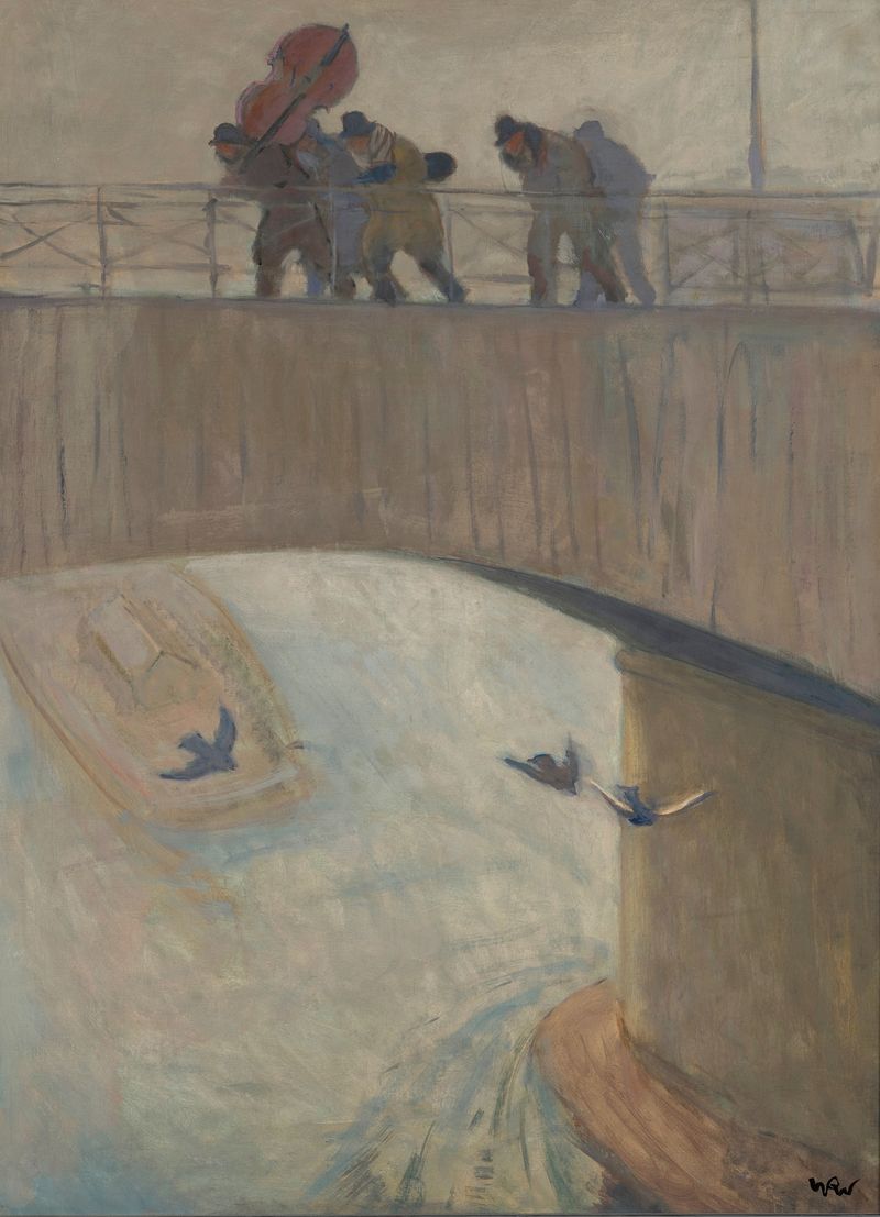 Músicos en el puente, óleo sobre lienzo de Wojciech Weiss