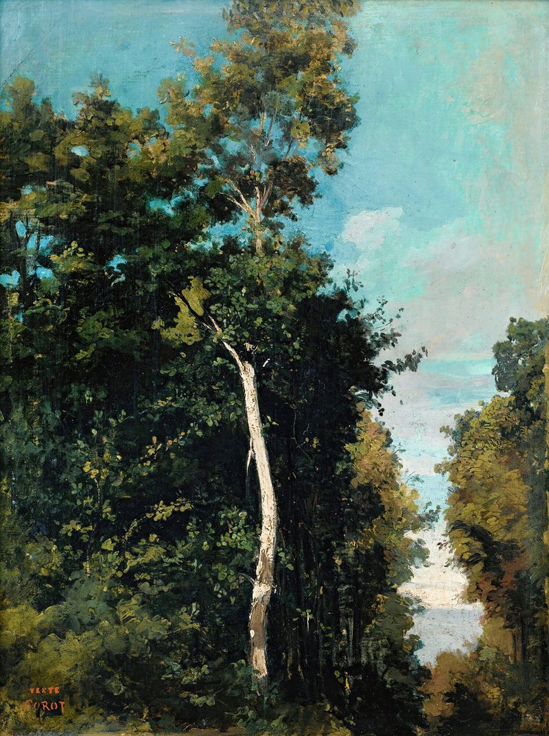 Forest On The Grace Coast In Honfleur, pintura a óleo de Jean-Baptiste-Camille Corot