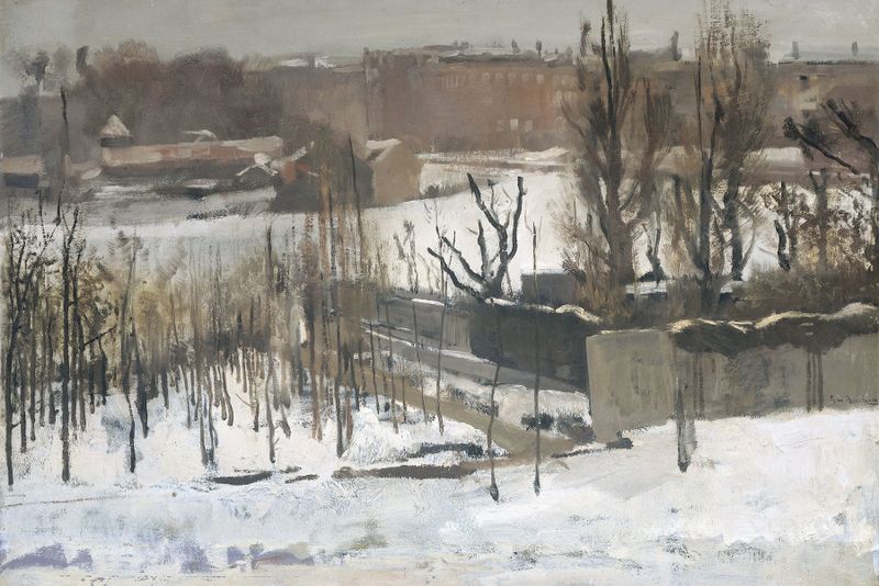 Vista do Oosterpark, Amsterdã, na Neve por George Hendrik Breitner, pintura a óleo