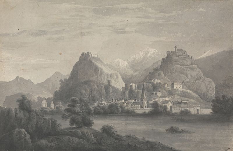 Paisagem de Sion por Isaac Weld, pintura a óleo com ruínas e natureza.