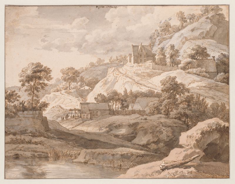 Landscape by Isaac de Moucheron, depicting a tranquil river and trees, oil painting