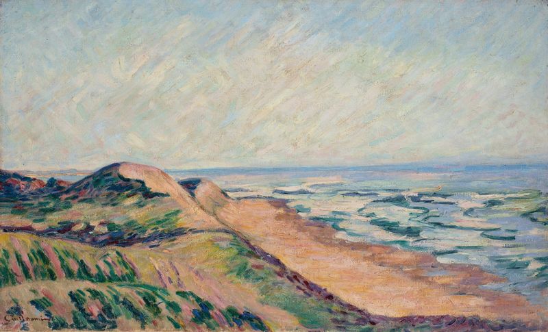 Paisagem de dunas e costa, óleo sobre tela de Armand Guillaumin