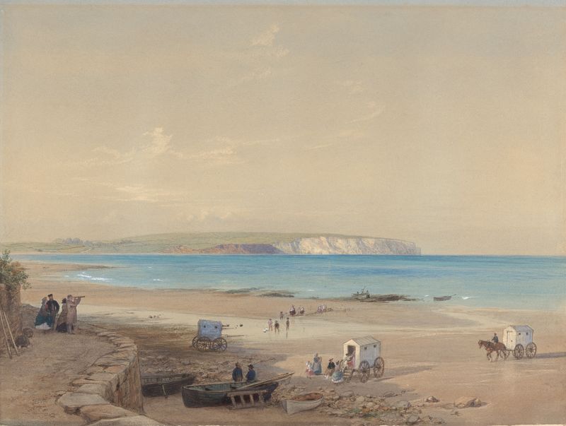 Culver Cliff, Isle of Wight de William Dyce, óleo sobre lienzo que representa acantilados dramáticos y cielo tormentoso