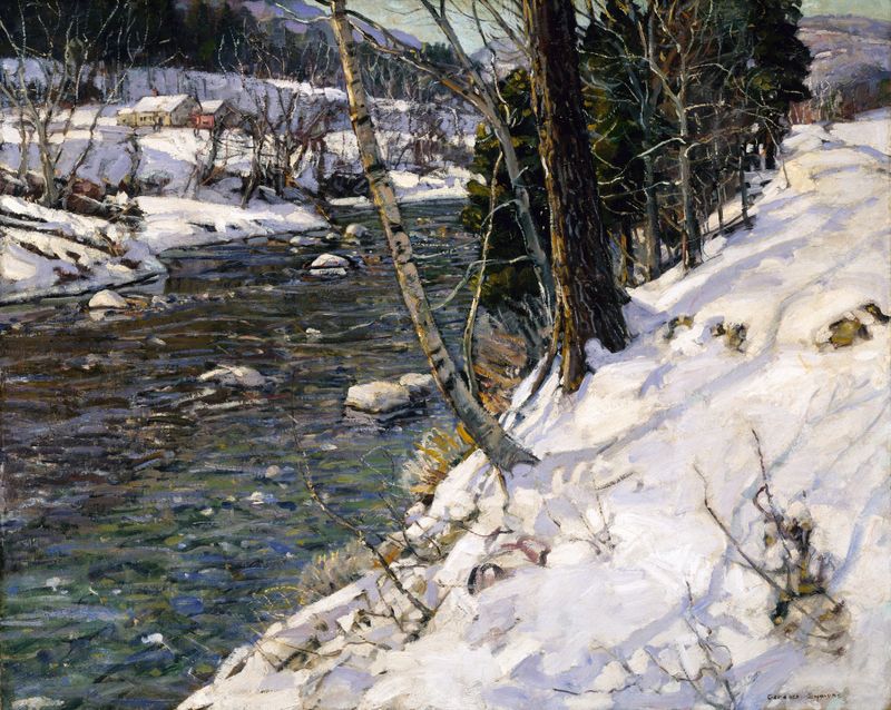 Landscape of rolling hills in sunlight, oil on canvas by George Gardner Symons