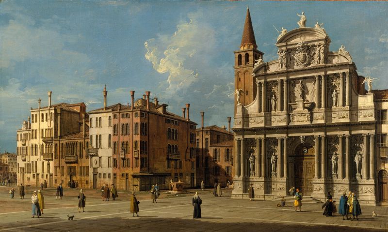 Rococo architecture of Santa Maria Zobenigo by Canaletto, oil painting