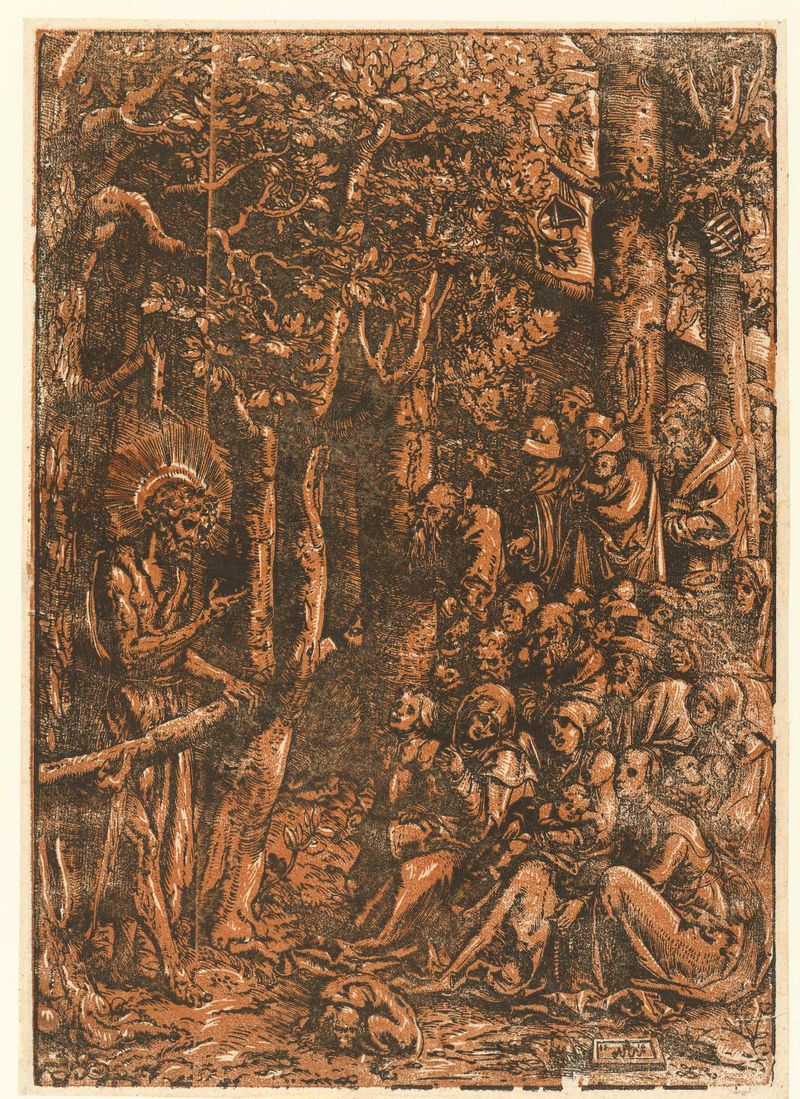John the Baptist preaching in wood by Lucas Cranach