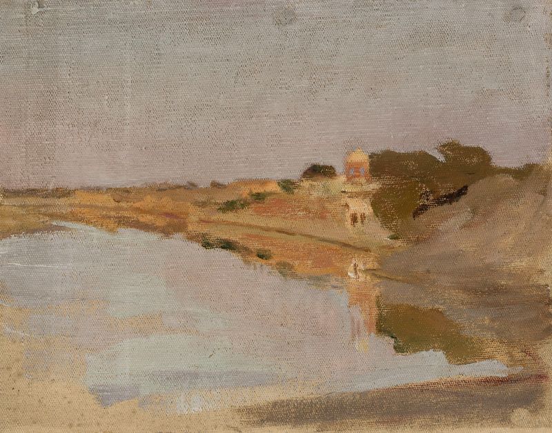 Water landscape de Jan Ciągliński, retratando águas serenas e reflexos, impressionismo