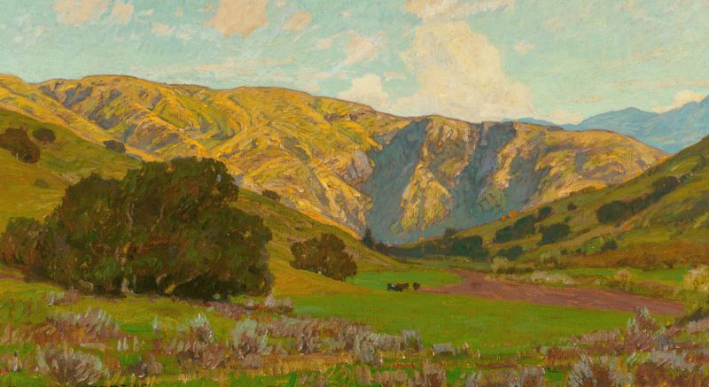 Meadow with Distant Hills, oil on canvas by William Wendt