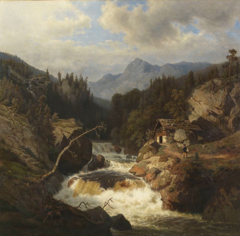 Paisaje con montañas y un río de Leonhard Rausch, medio desconocido.