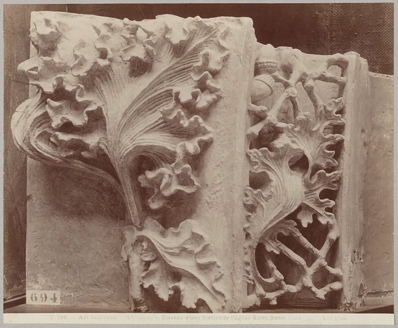 Archway of Église Saint-Sauveur te Caen, albumen print by Adolphe Giraudon