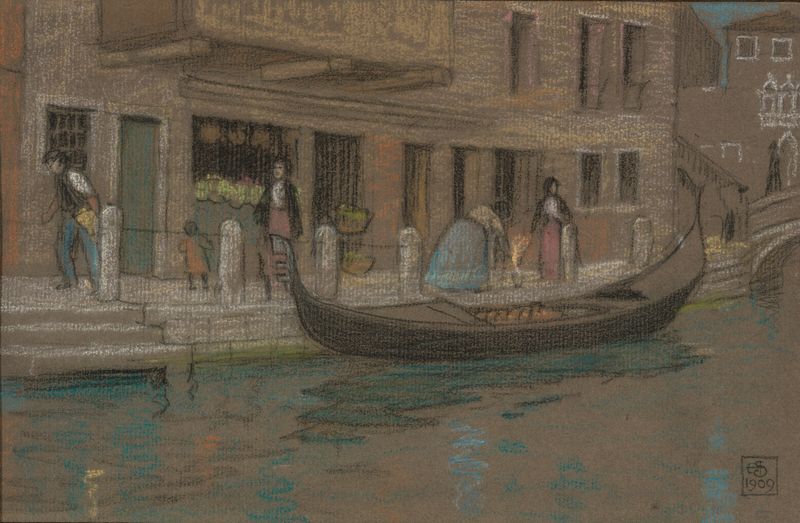 A canal in Venice, oil on canvas by Joseph Edward Southall