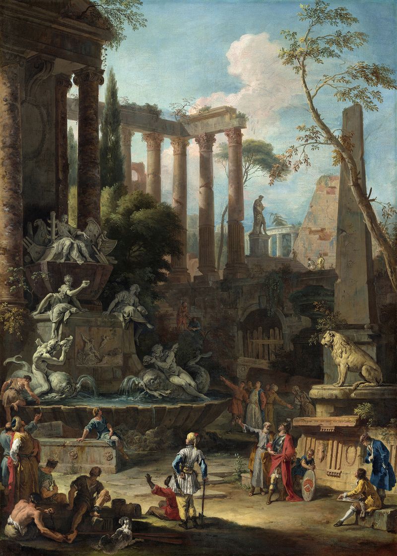 Memorial to Admiral Sir Clowdisley Shovell by Sebastiano Ricci, oil painting depicting a historical tribute.