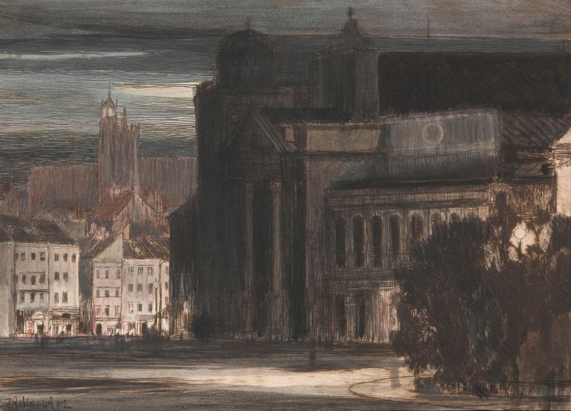 View of the Church of St. Anna and the Castle Square in Warsaw, oil painting by Feliks Jabłczyński
