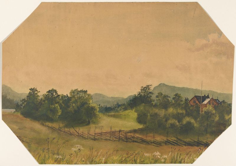 Landscape with a House by Gustav Wentzel, oil painting depicting a serene house in nature