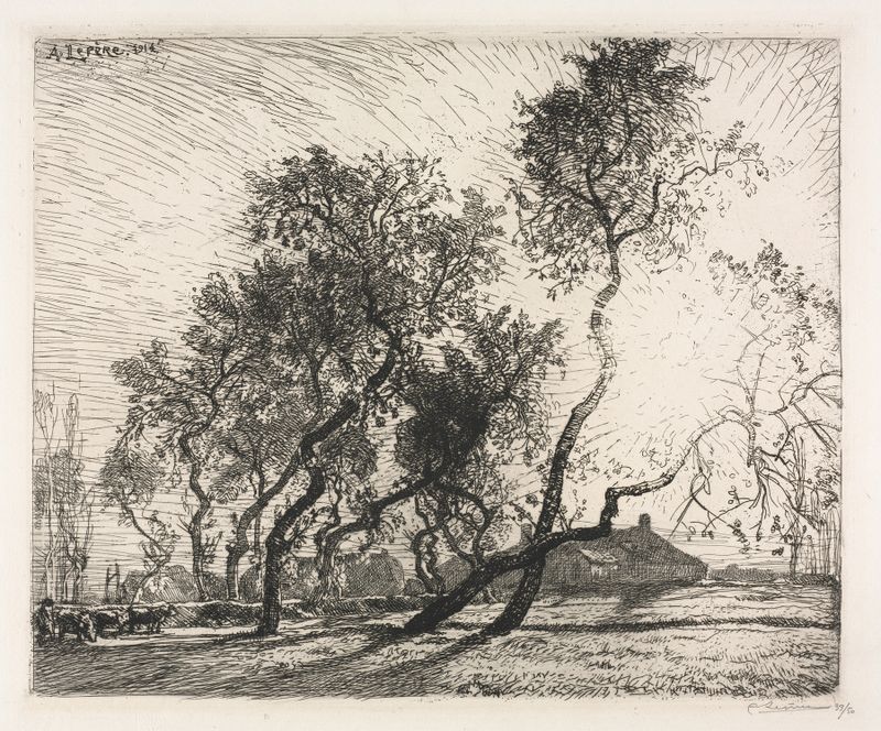 Farm with Poplar Trees of Holland, óleo sobre tela de Auguste Louis Lepère
