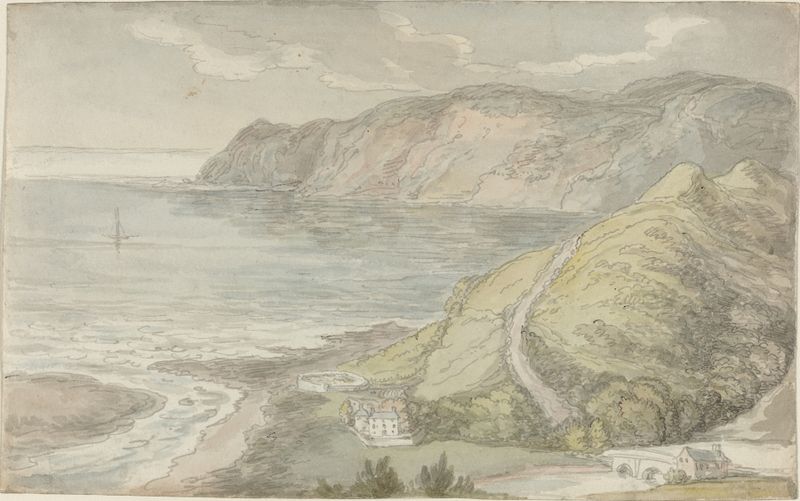 Landscape view from the Inn at Lynton, oil painting by Thomas Rowlandson