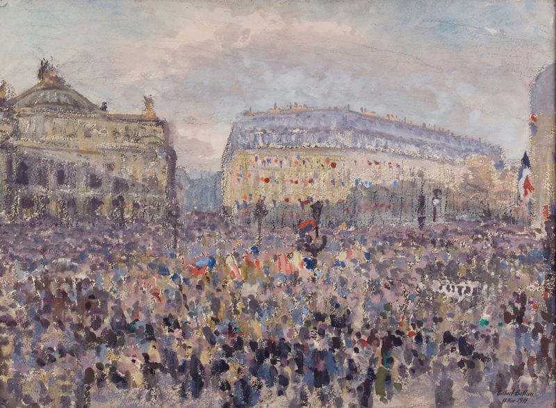 Celebration scene at the opera house, oil on canvas by Louis-Gilbert Bellan