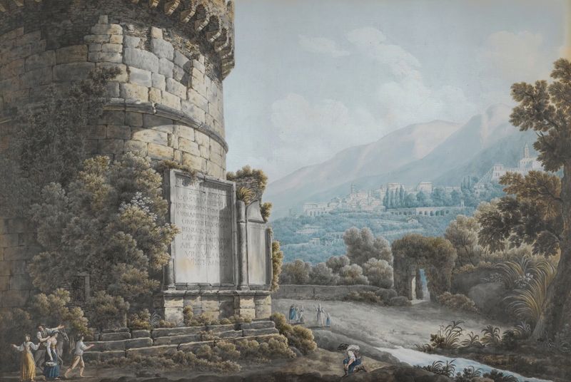 La Tumba de Plautio Lucano cerca del Ponte Lucano de Abraham-Louis-Rodolphe Ducros, medio desconocido
