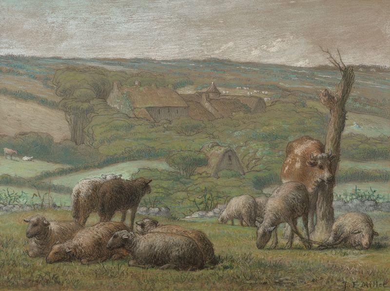 Rural landscape by Jean-François Millet, oil on canvas