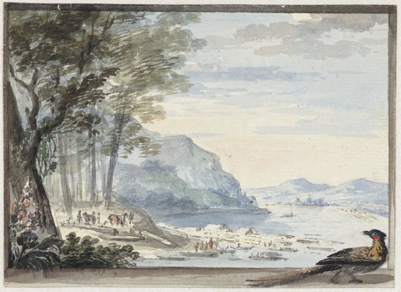 Landscape with a hen in the foreground, oil painting by Aert Schouman
