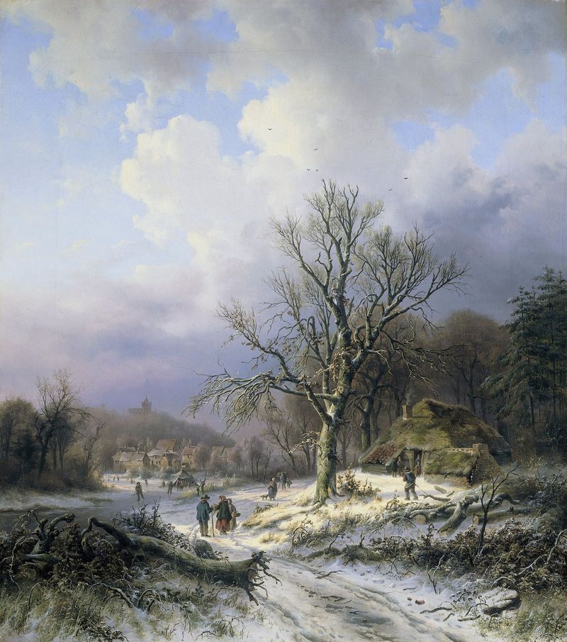 Snow landscape by Alexander Joseph Daiwaille, depicting a winter scene with trees and snow.