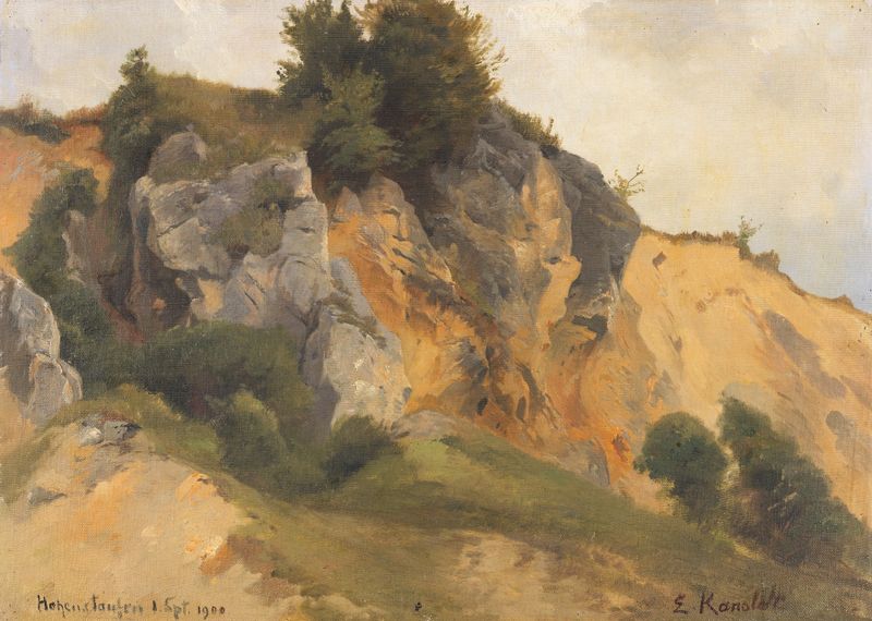 Landscape with cliffs and foliage by Edmund Kanoldt, medium unknown