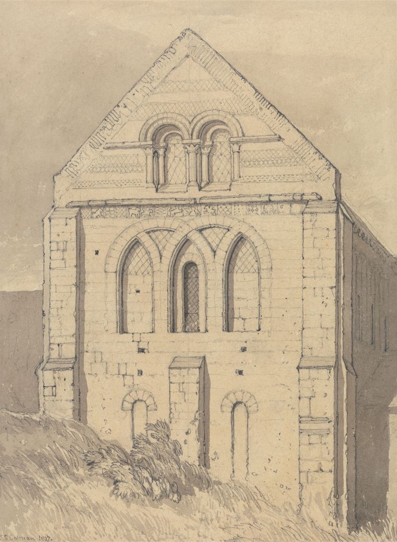 Interior da Igreja de Graville, aquarela sobre papel de John Sell Cotman