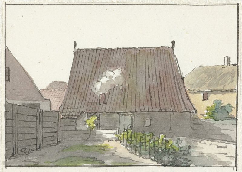 Huis met achtertuin by Pieter Bartholomeusz. Barbiers, oil on canvas depicting a tranquil garden with a house.
