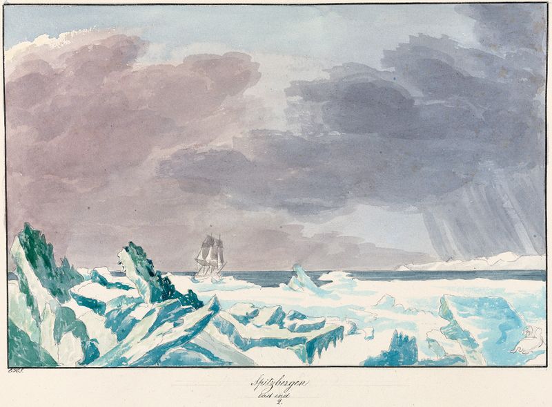 Paisagem com penhascos e céu tempestuoso, óleo de Charles Hamilton Smith